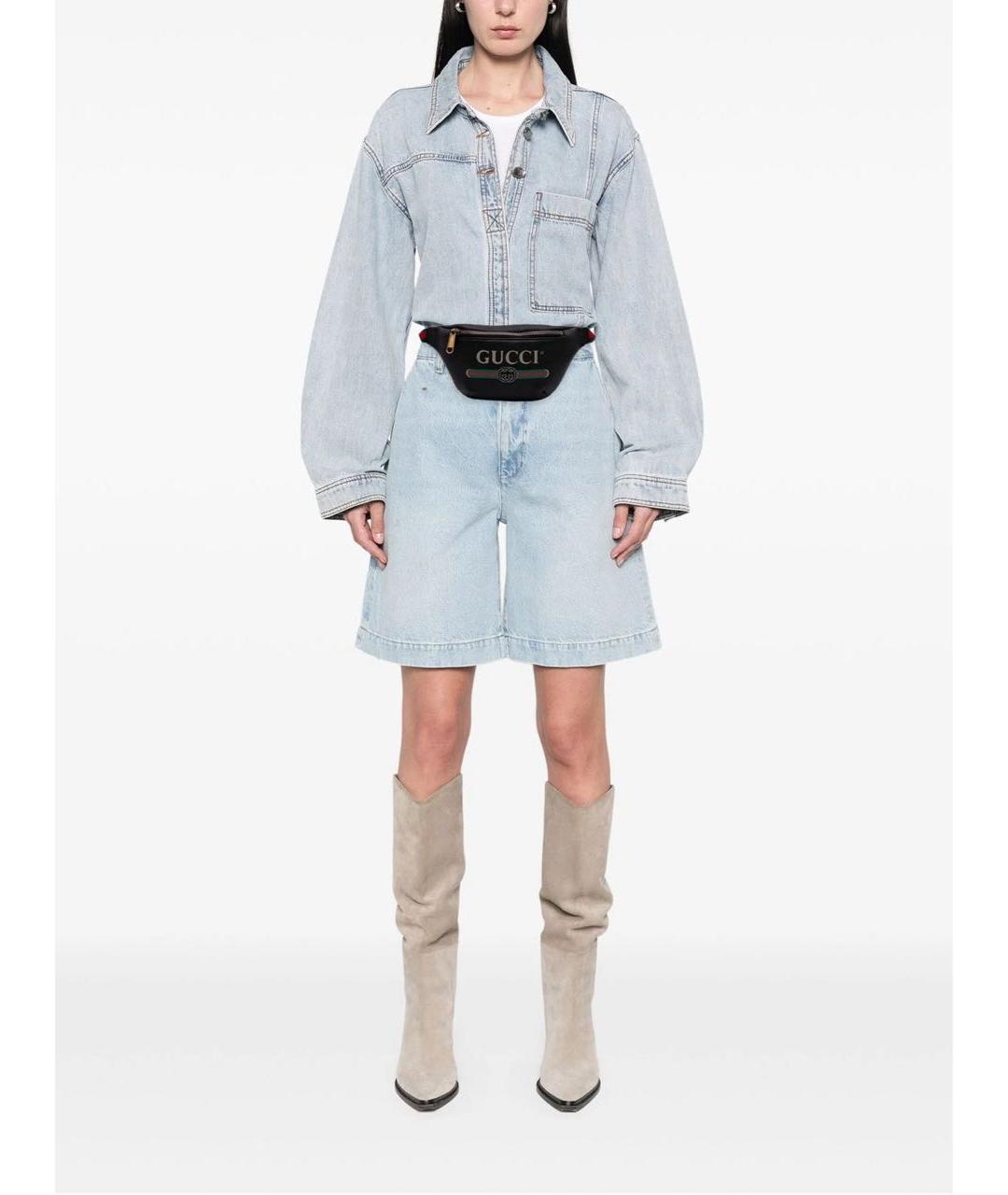 GUCCI Черная кожаная поясная сумка, фото 2