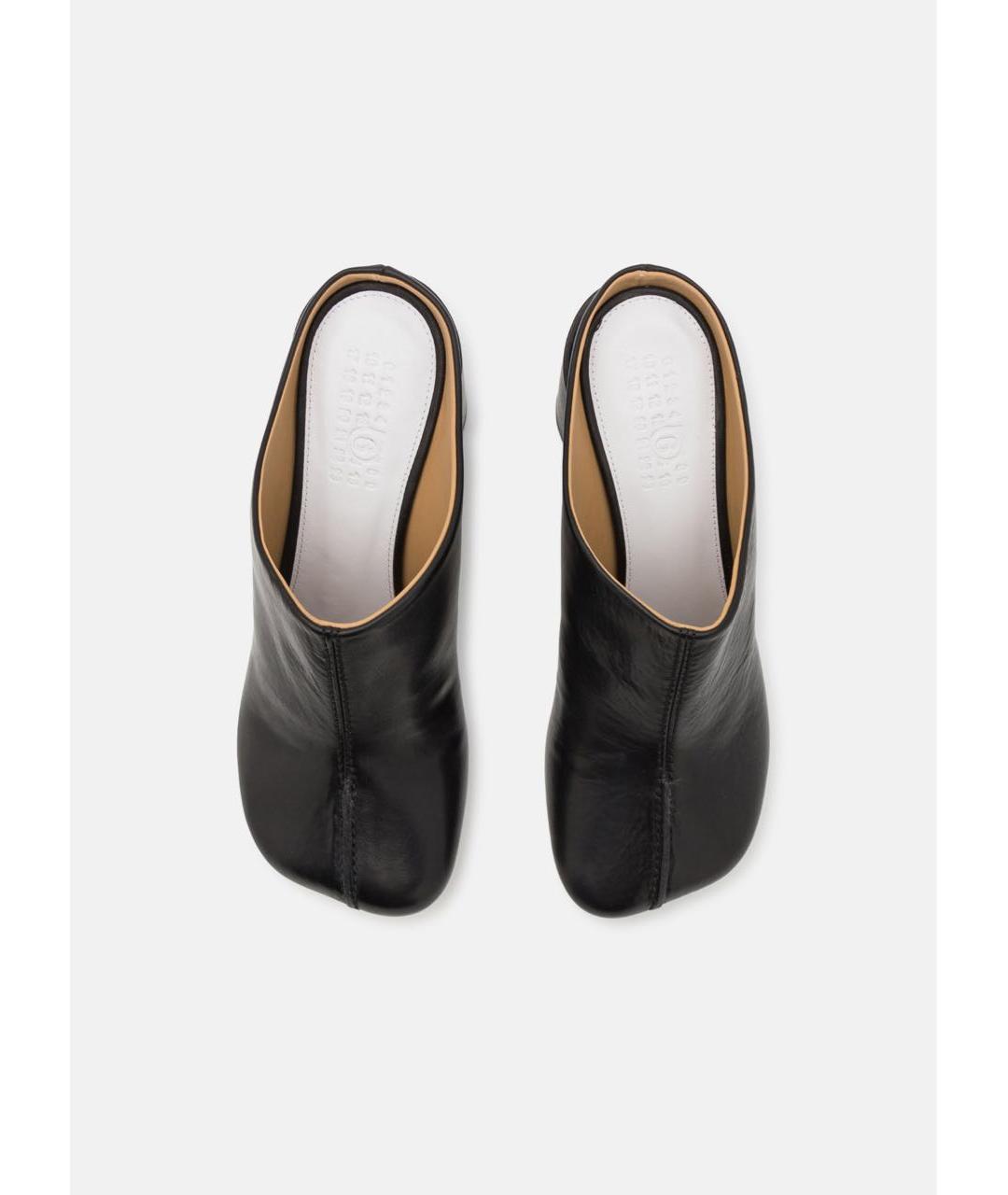 MM6 MAISON MARGIELA Черные кожаные мюли, фото 3