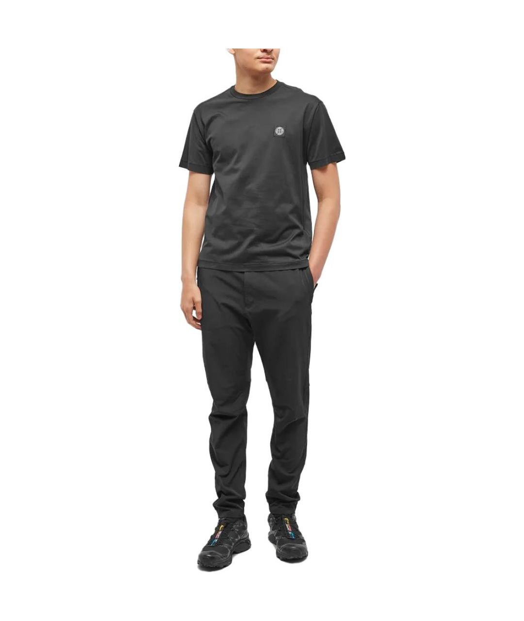 STONE ISLAND Черная хлопковая футболка, фото 3