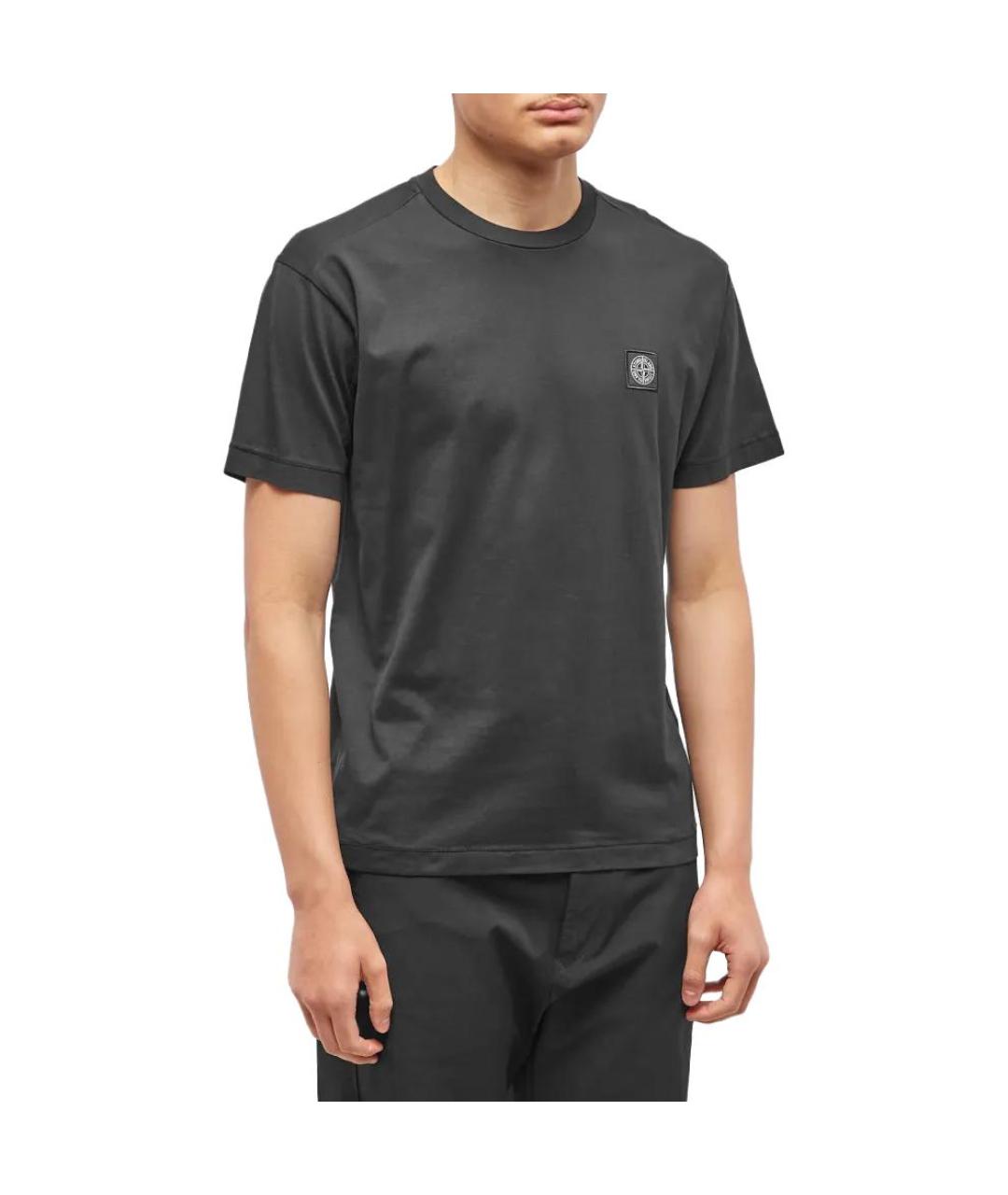 STONE ISLAND Черная хлопковая футболка, фото 4