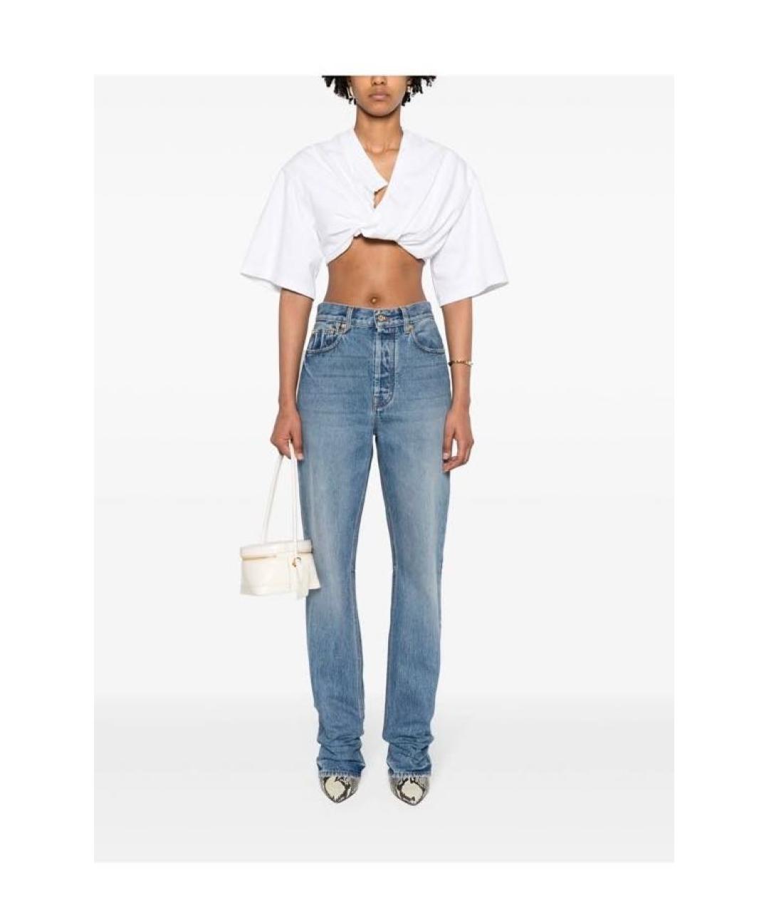 JACQUEMUS Синие хлопковые прямые джинсы, фото 4