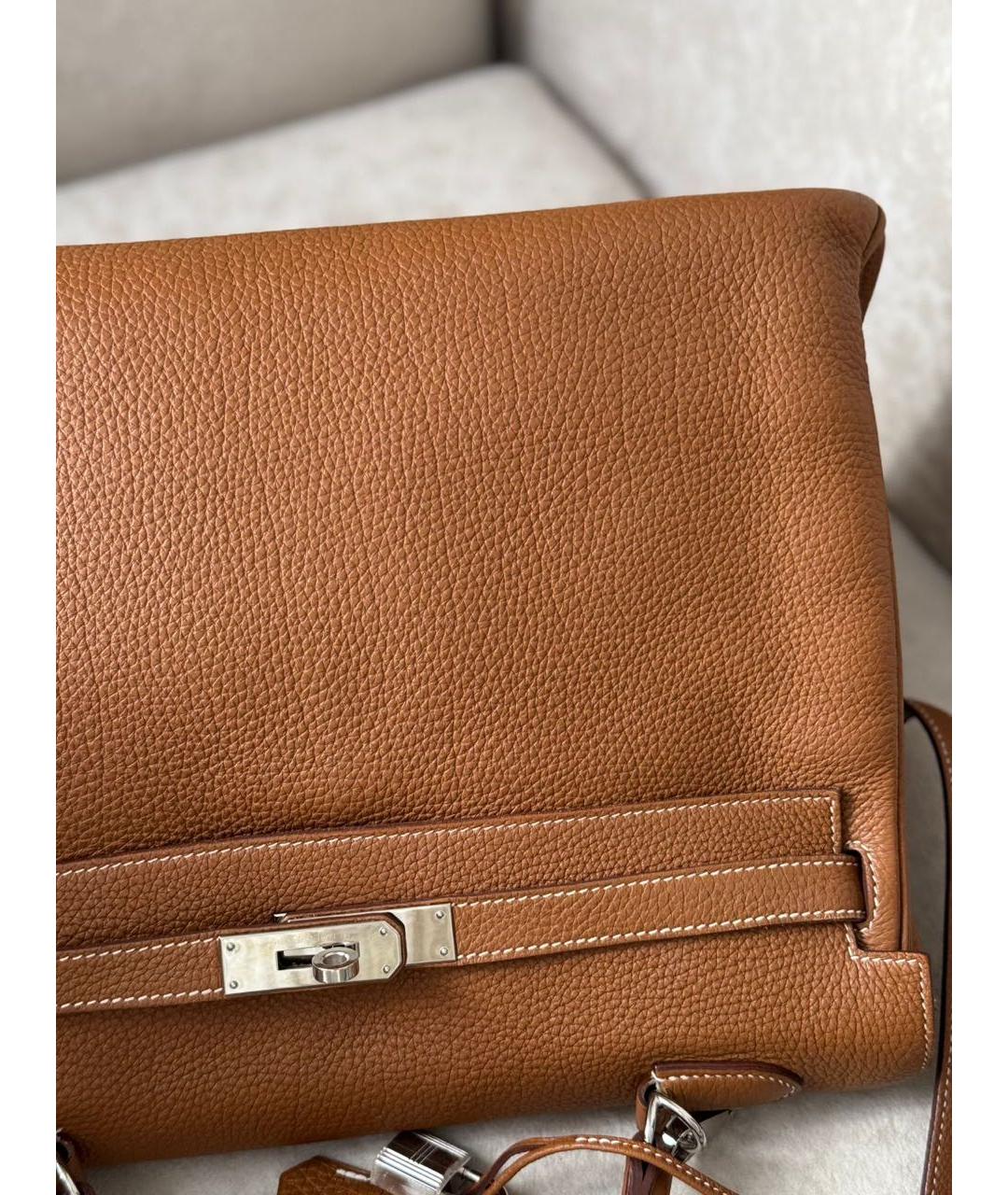 HERMES Коричневая кожаная сумка с короткими ручками, фото 3