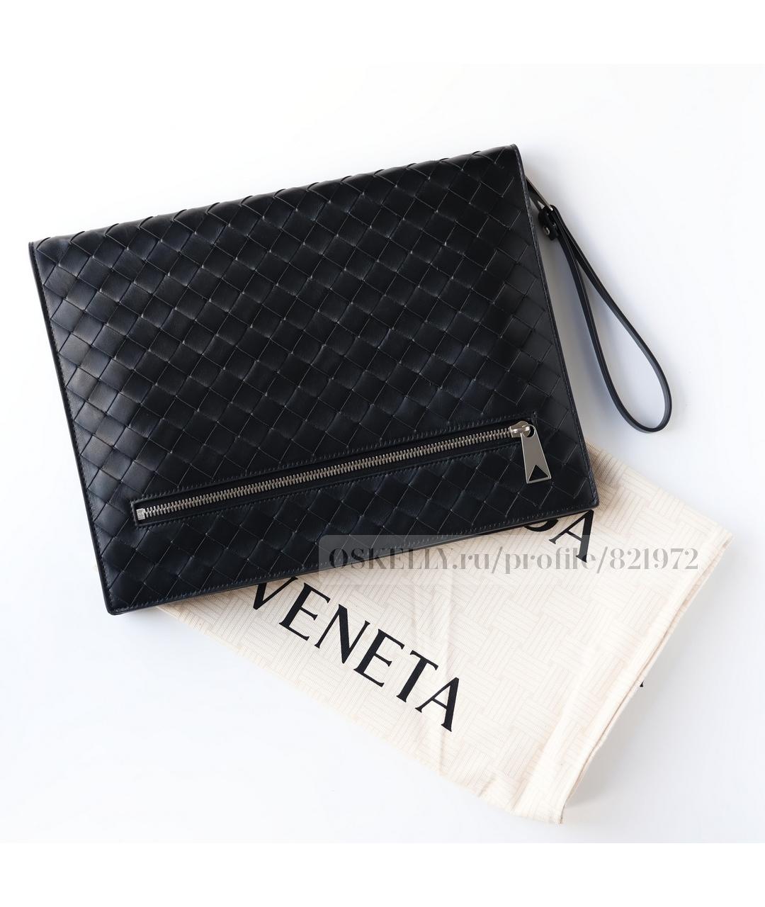 BOTTEGA VENETA Черная кожаная папка для документов, фото 2