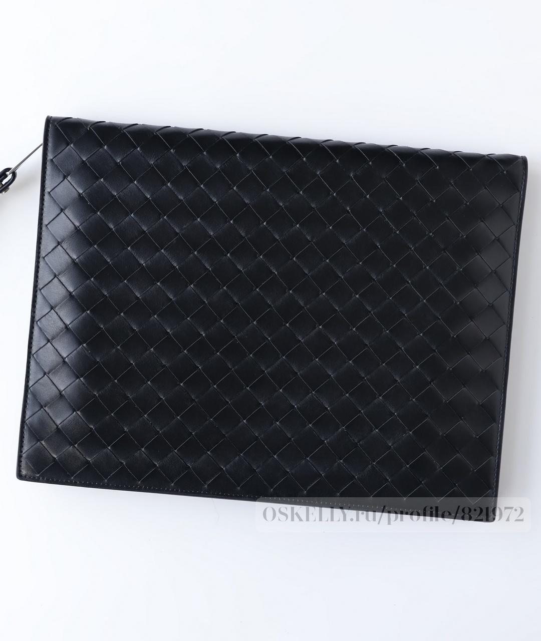 BOTTEGA VENETA Черная кожаная папка для документов, фото 3