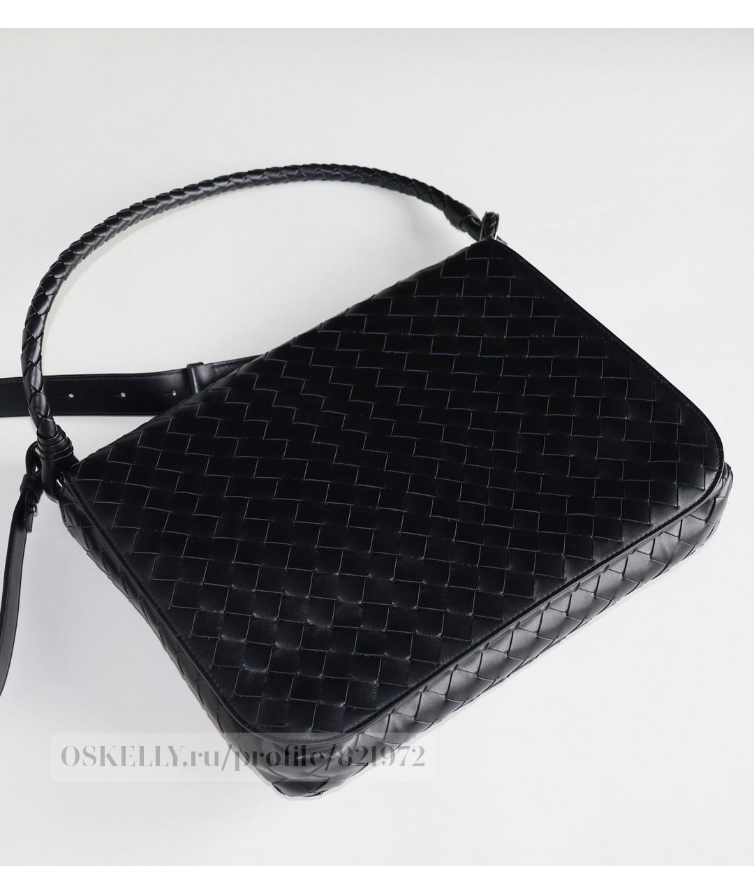 BOTTEGA VENETA Черная кожаная сумка на плечо, фото 3