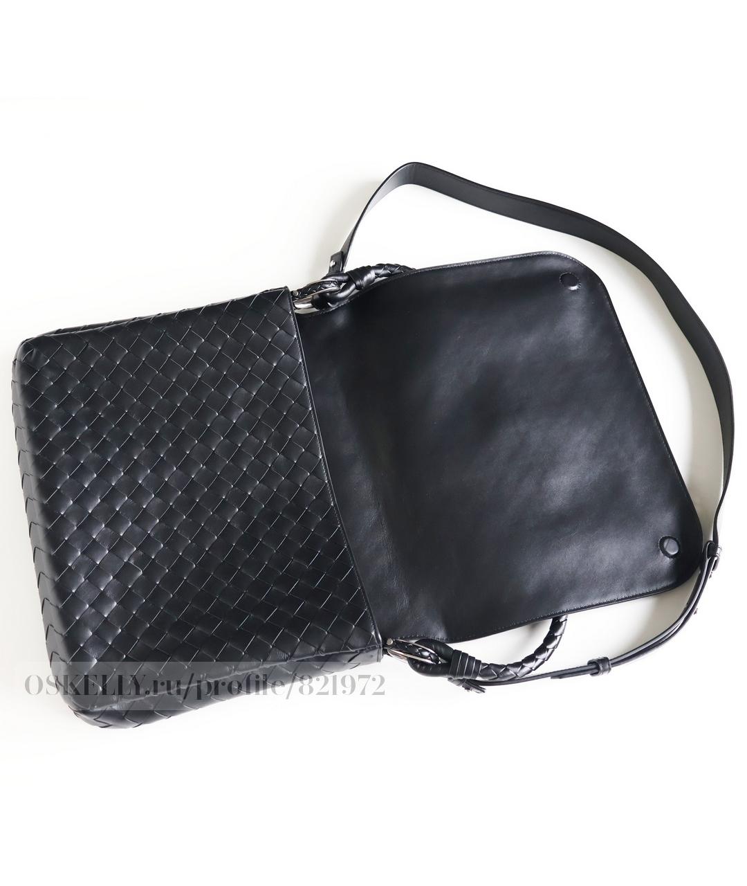 BOTTEGA VENETA Черная кожаная сумка на плечо, фото 4