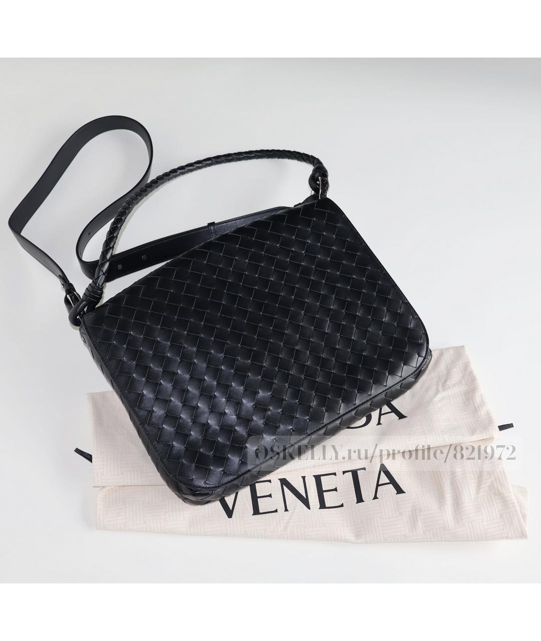 BOTTEGA VENETA Черная кожаная сумка на плечо, фото 2