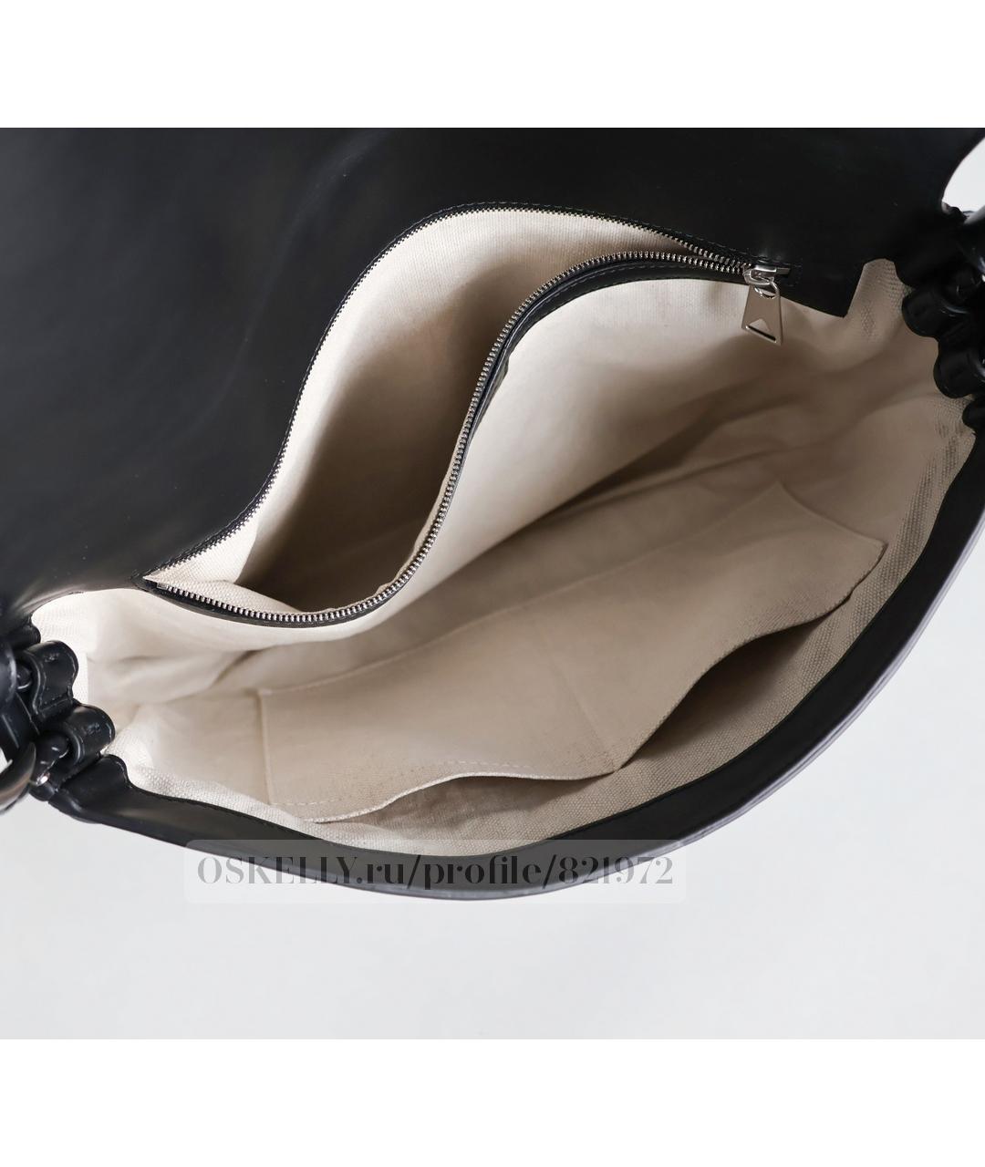 BOTTEGA VENETA Черная кожаная сумка на плечо, фото 8