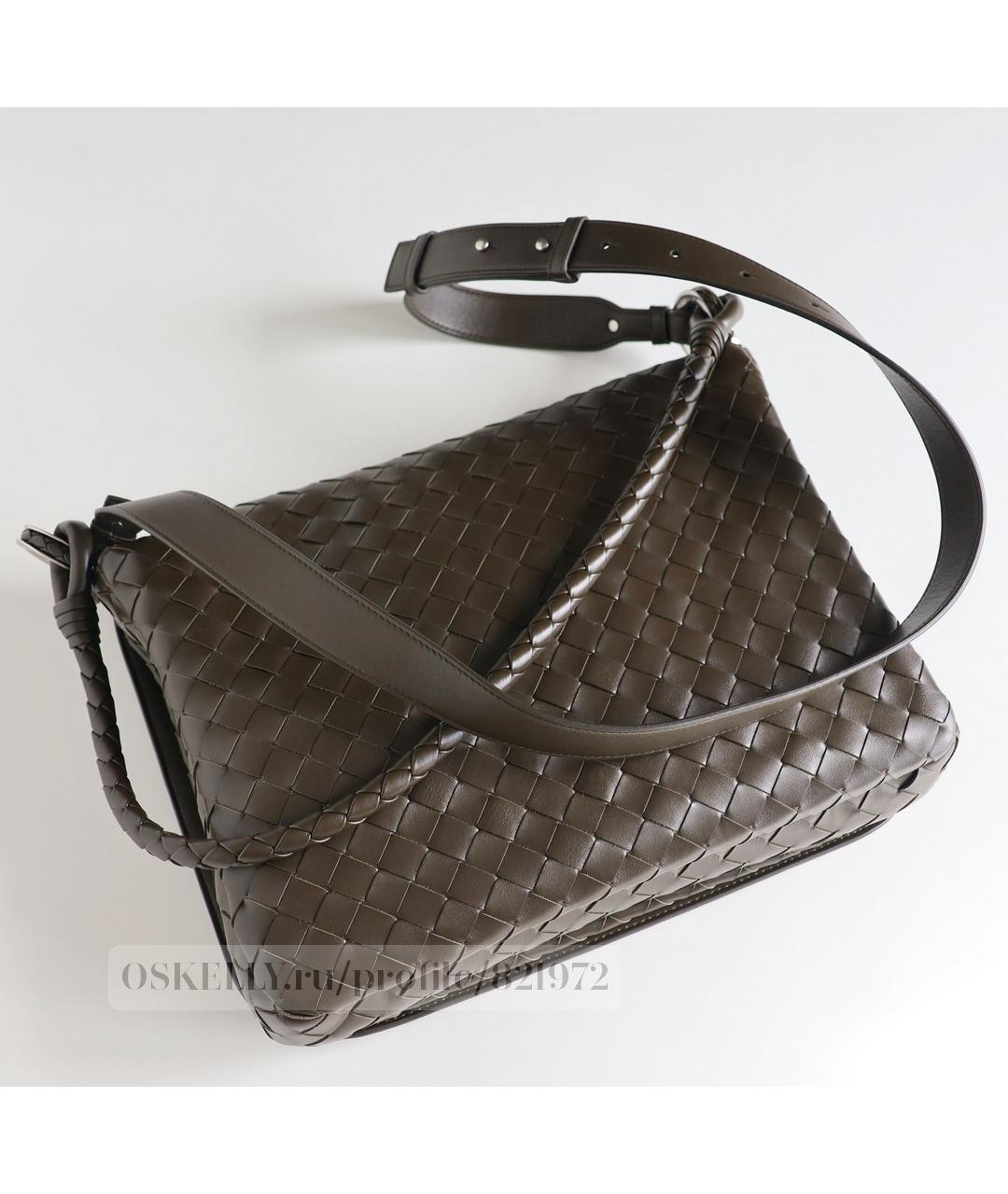 BOTTEGA VENETA Хаки кожаная сумка на плечо, фото 3