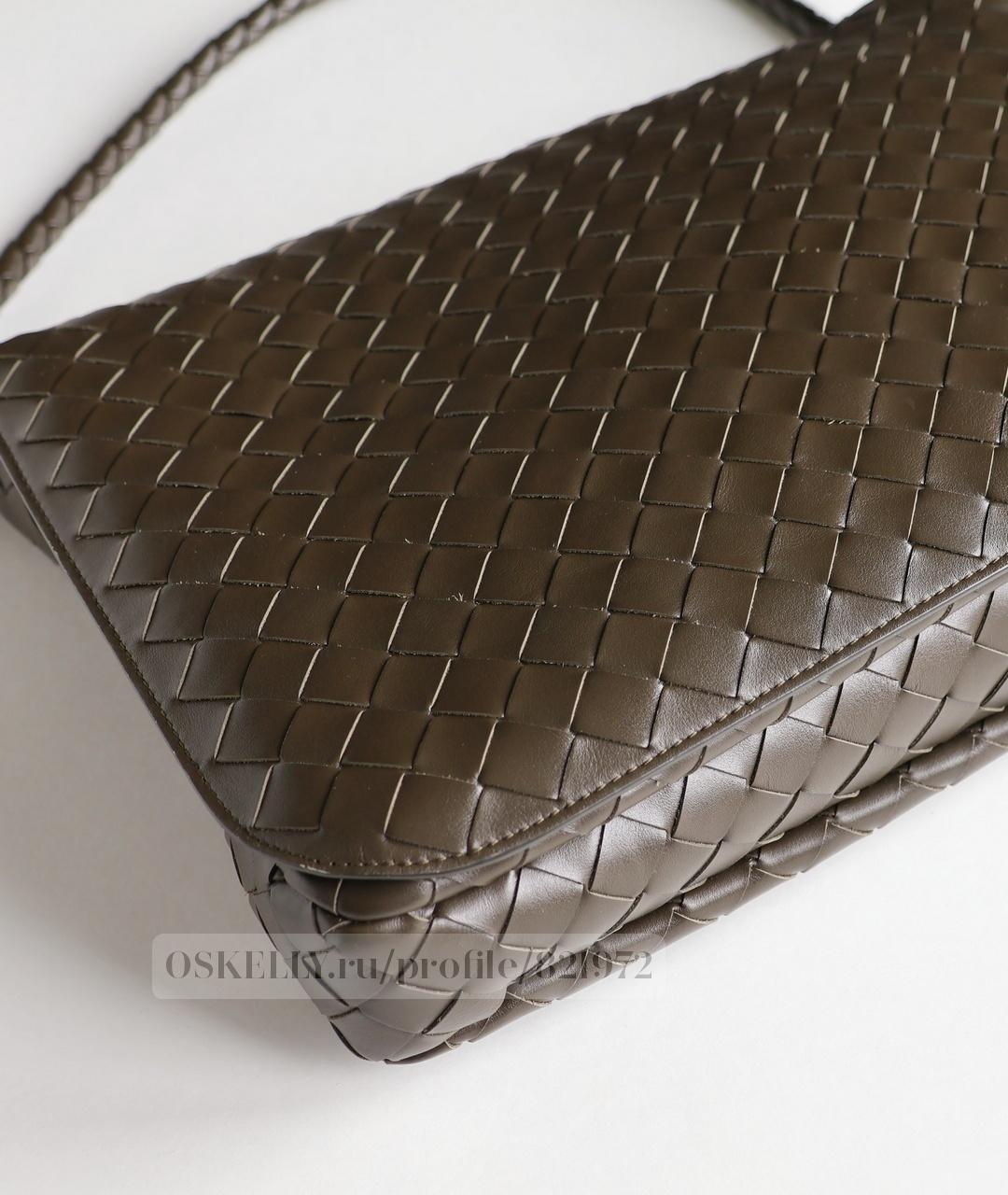 BOTTEGA VENETA Хаки кожаная сумка на плечо, фото 4