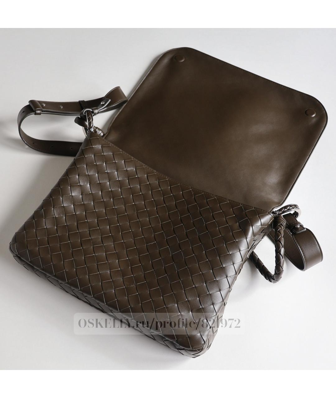 BOTTEGA VENETA Хаки кожаная сумка на плечо, фото 5