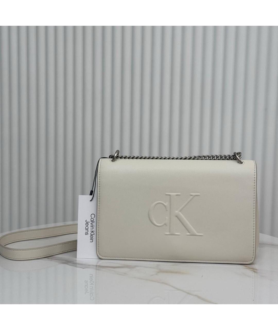 CALVIN KLEIN JEANS Белая сумка через плечо из искусственной кожи, фото 5