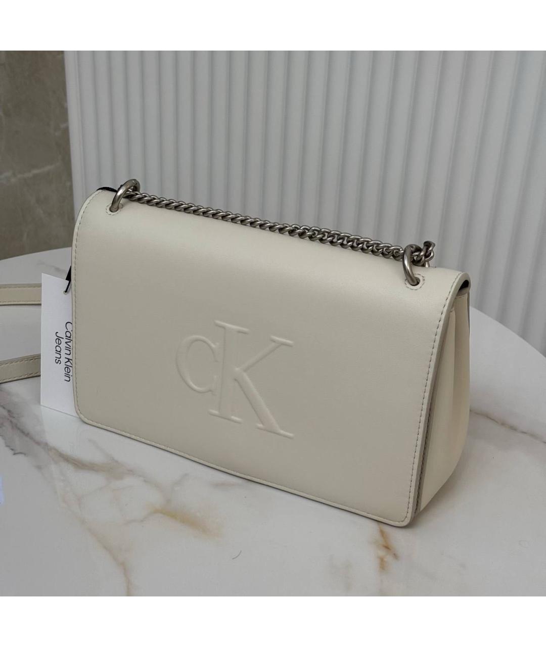 CALVIN KLEIN JEANS Белая сумка через плечо из искусственной кожи, фото 2
