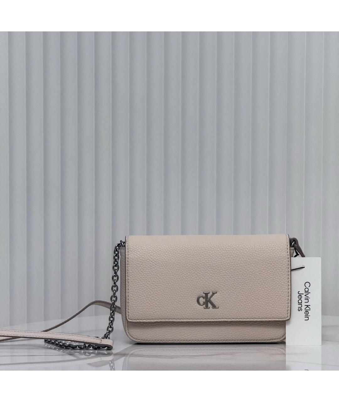 CALVIN KLEIN Бежевая сумка через плечо из искусственной кожи, фото 5