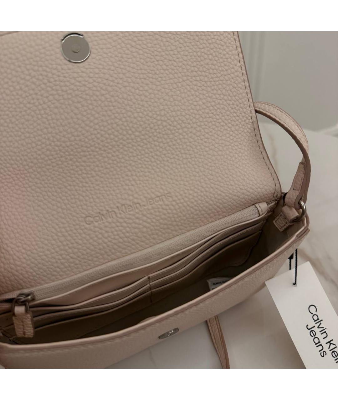 CALVIN KLEIN Бежевая сумка через плечо из искусственной кожи, фото 4