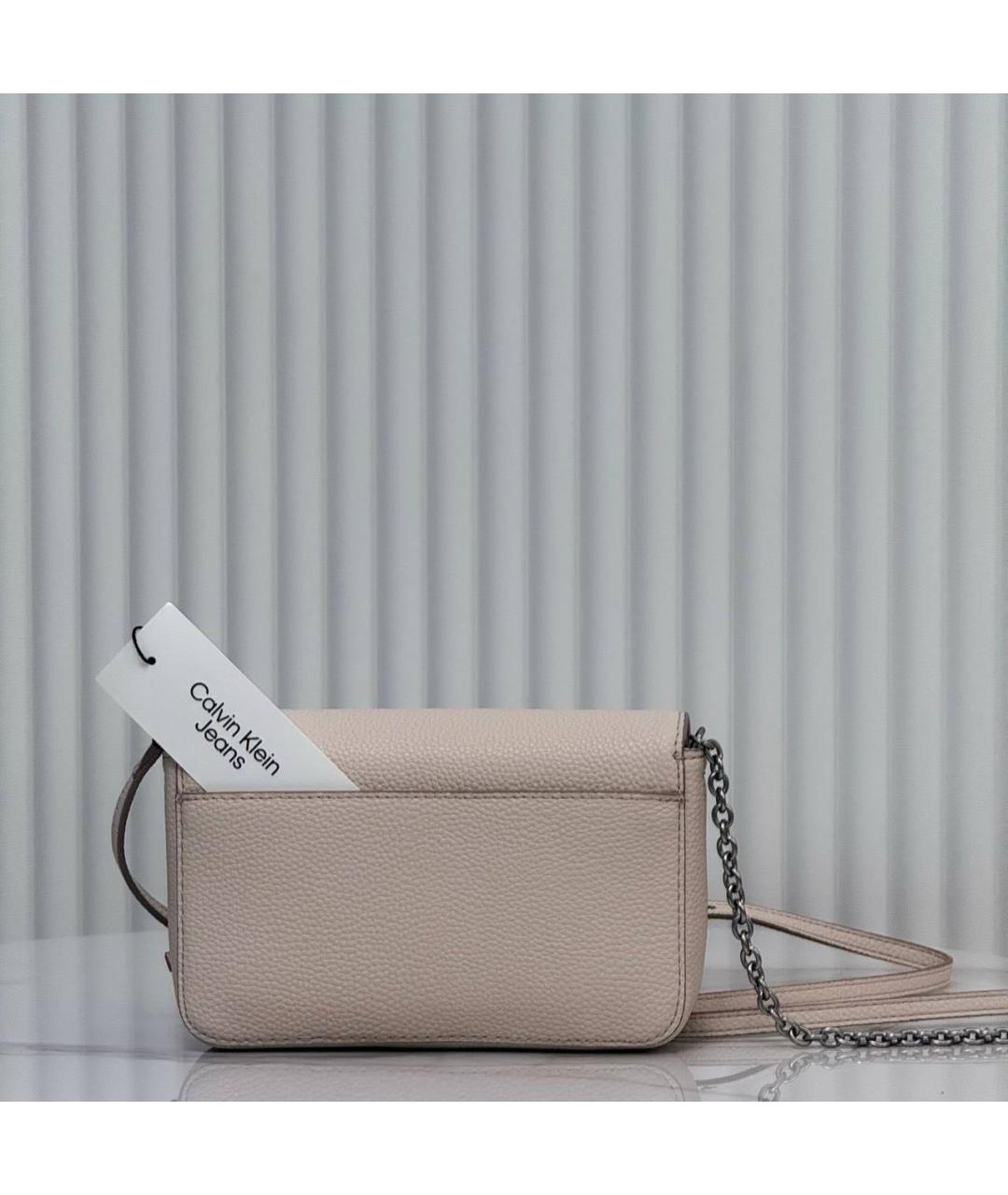CALVIN KLEIN Бежевая сумка через плечо из искусственной кожи, фото 3