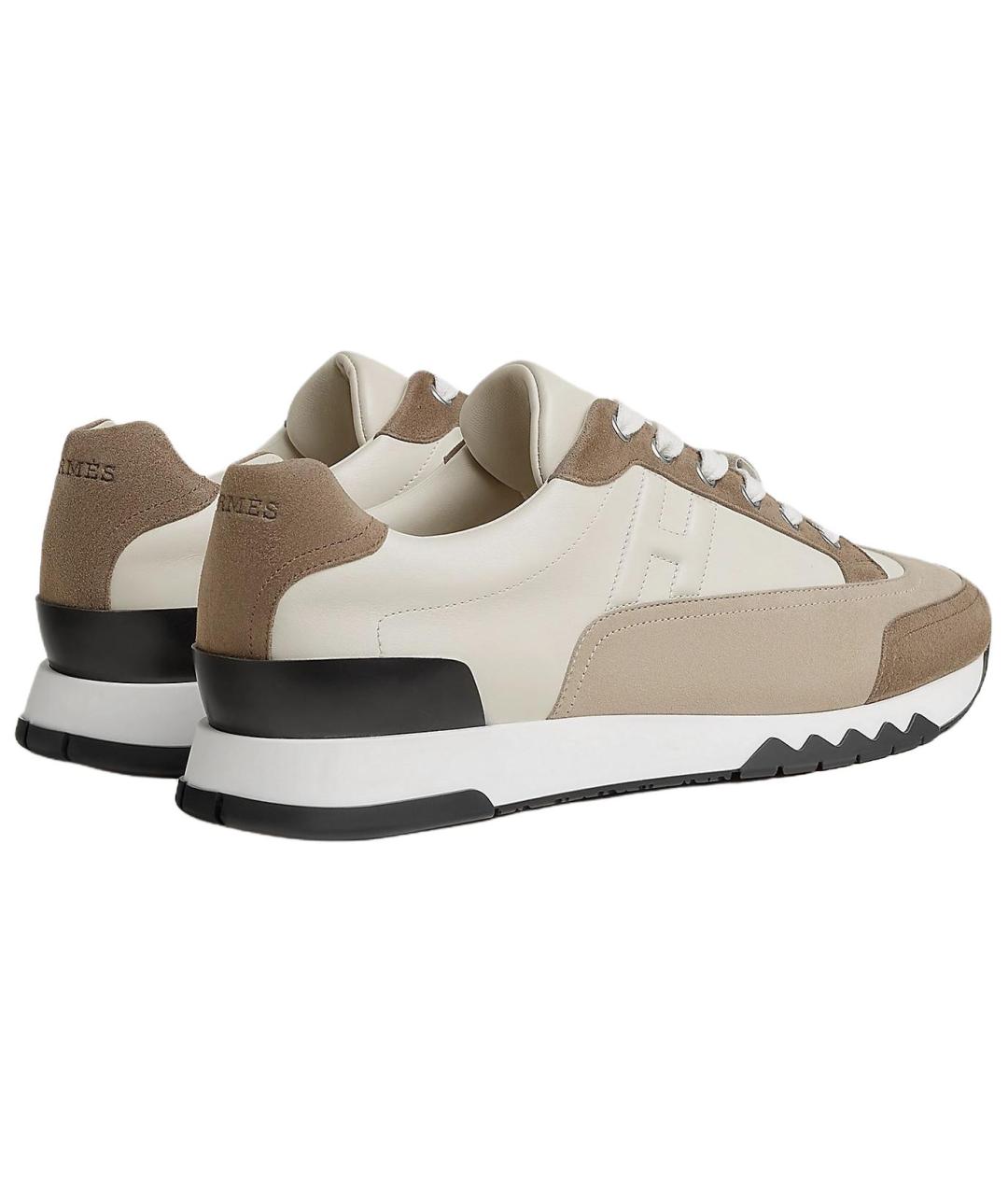 HERMES Бежевые кожаные низкие кроссовки / кеды, фото 2
