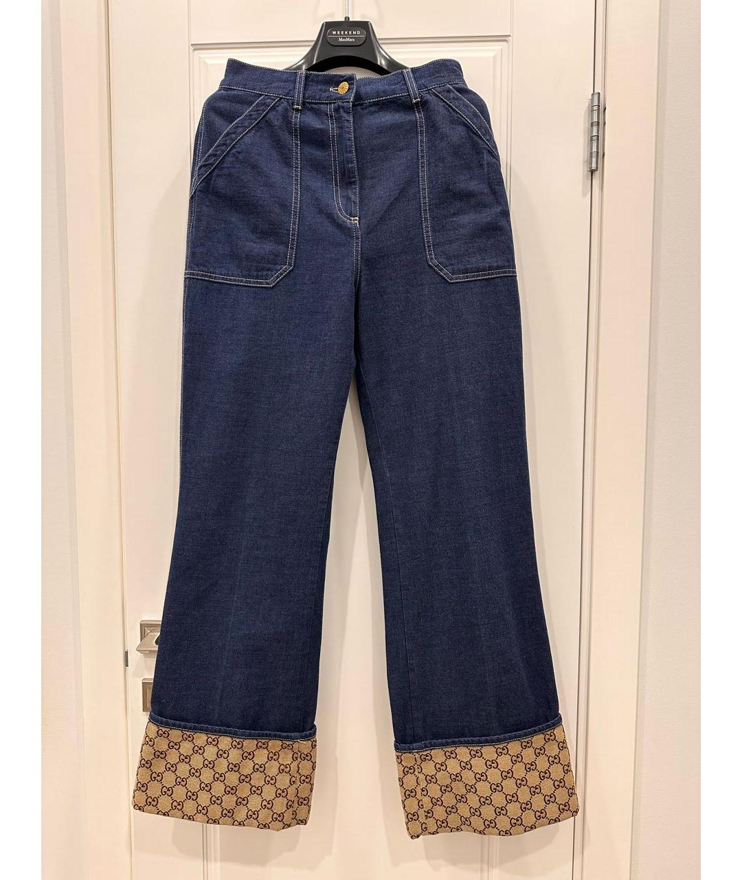 GUCCI Синие хлопко-эластановые прямые джинсы, фото 5