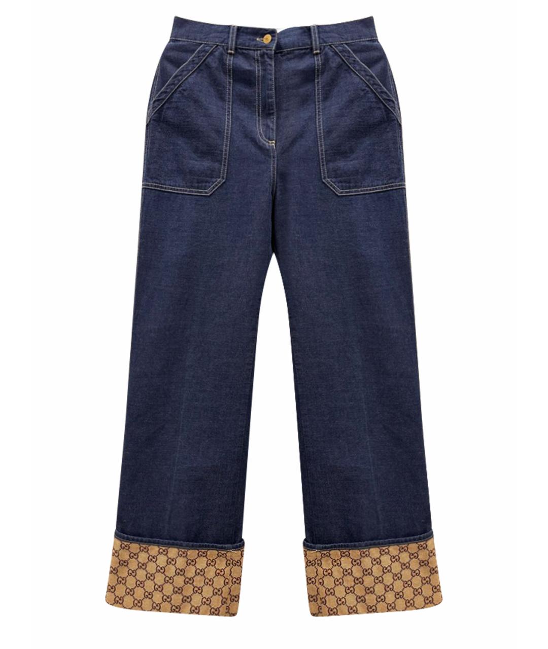 GUCCI Синие хлопко-эластановые прямые джинсы, фото 1