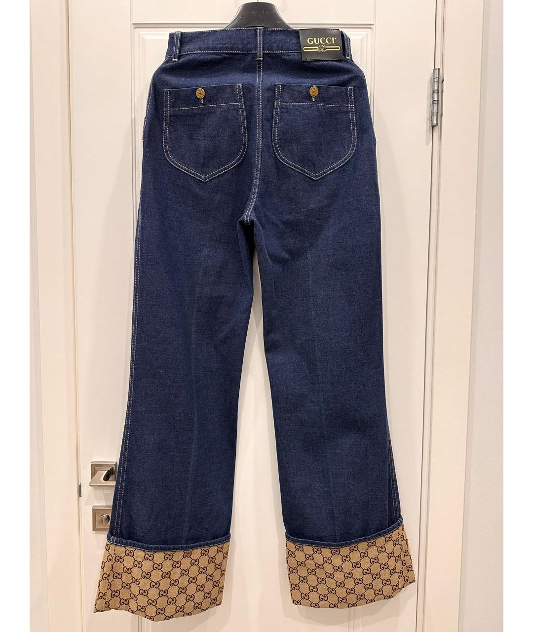 GUCCI Синие хлопко-эластановые прямые джинсы, фото 2