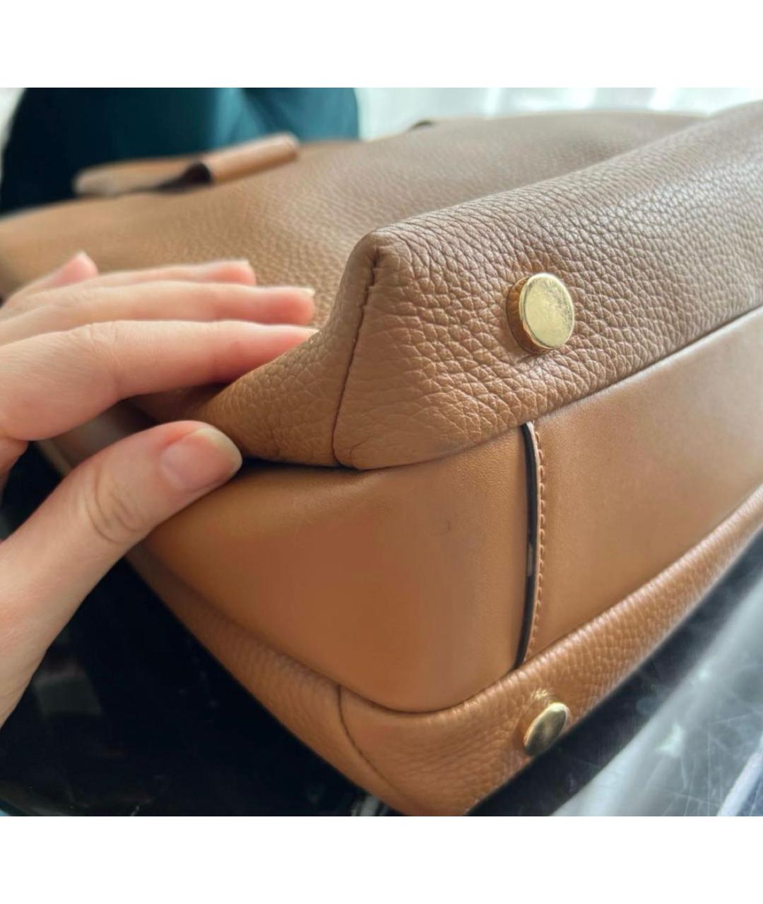 MICHAEL KORS Коричневая кожаная сумка с короткими ручками, фото 7