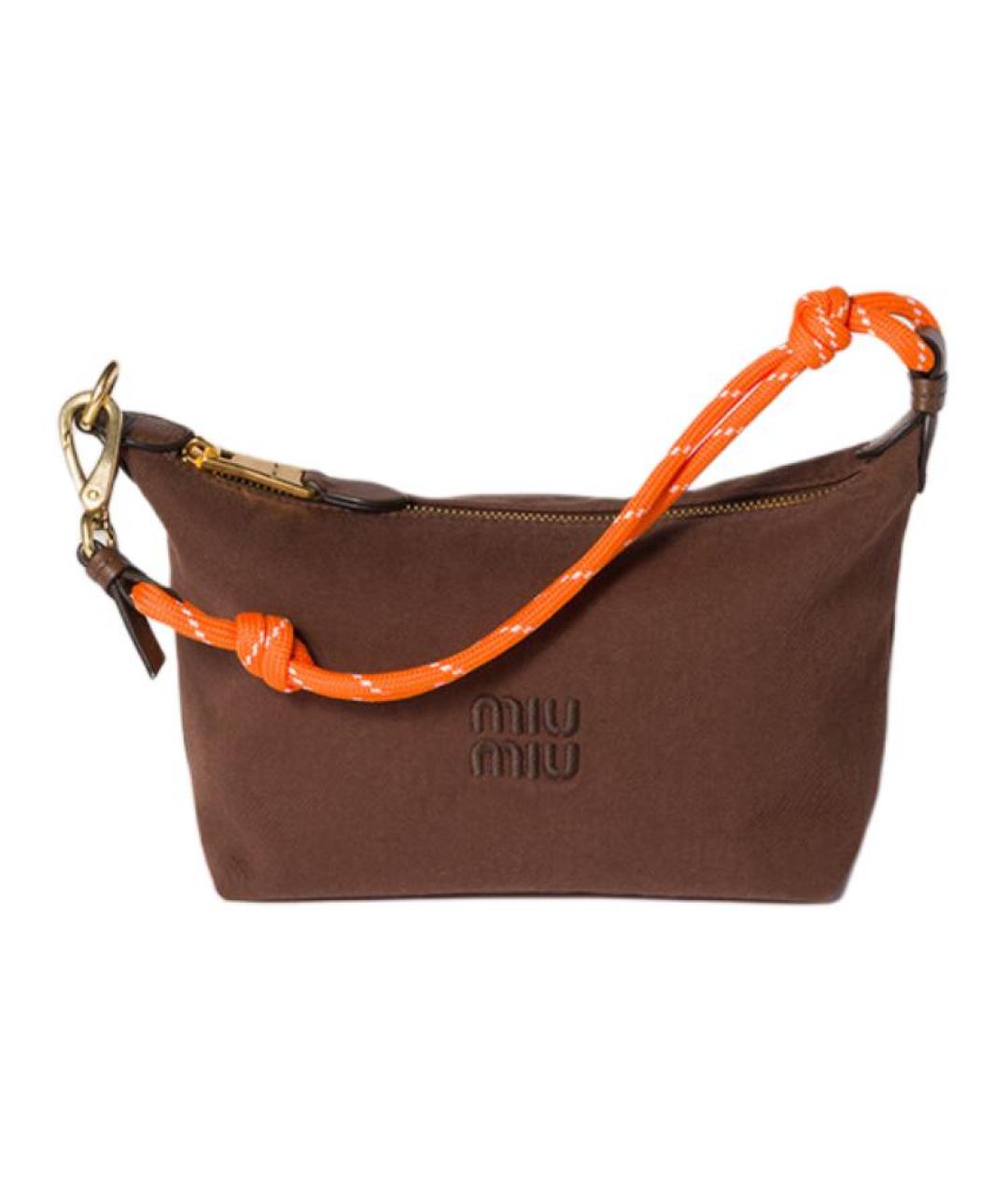 MIU MIU Коричневая тканевая сумка через плечо, фото 1