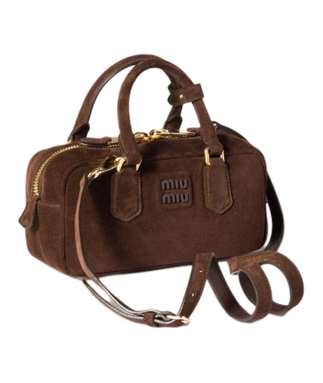 MIU MIU Коричневая замшевая сумка через плечо, фото 2