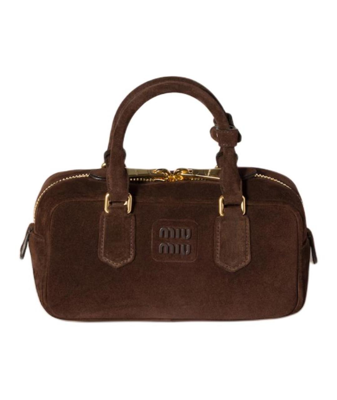 MIU MIU Коричневая замшевая сумка через плечо, фото 1
