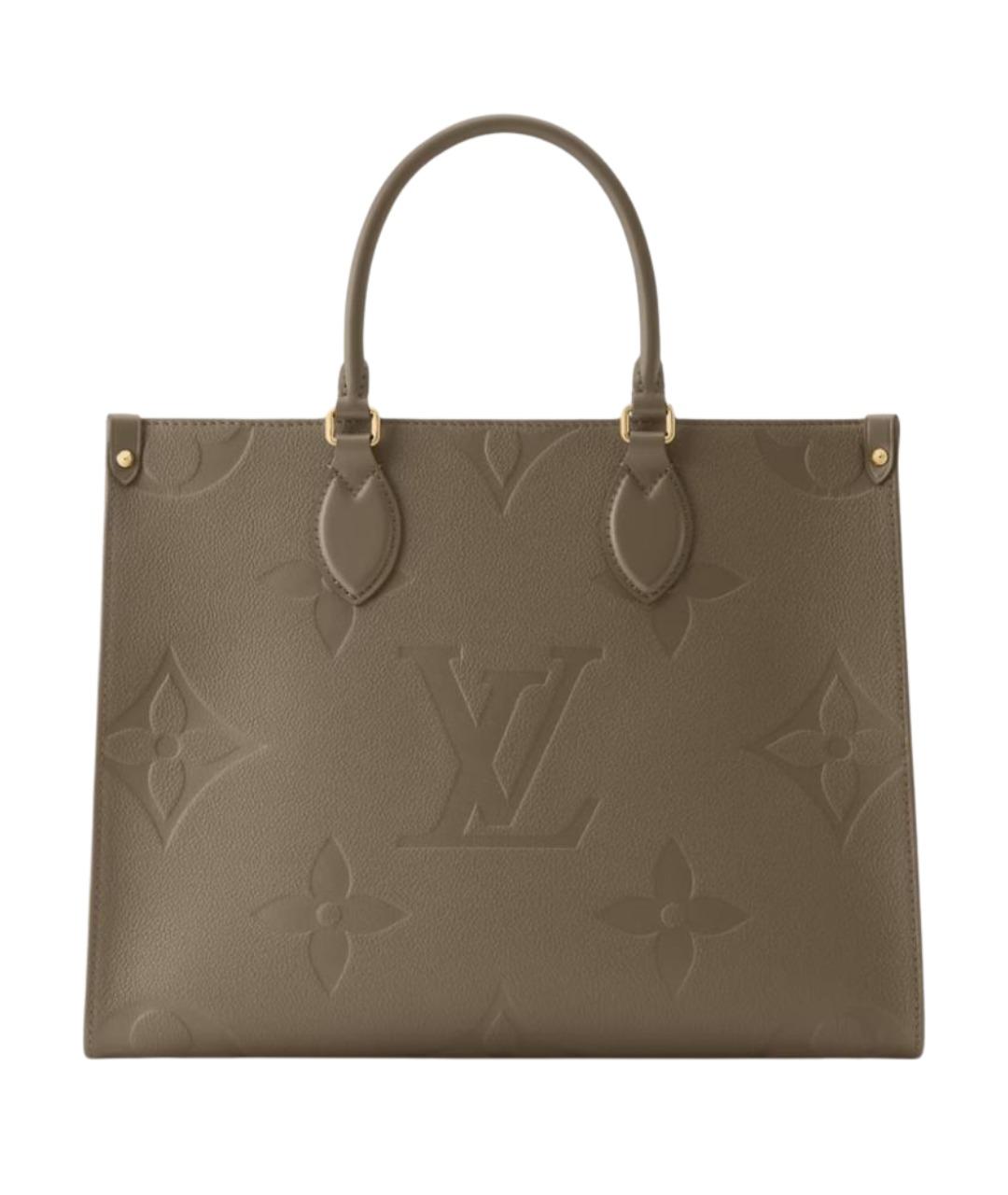 LOUIS VUITTON Хаки кожаная сумка тоут, фото 5