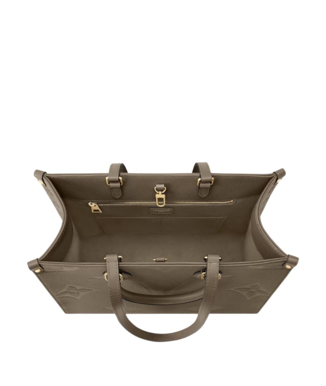 LOUIS VUITTON Хаки кожаная сумка тоут, фото 3