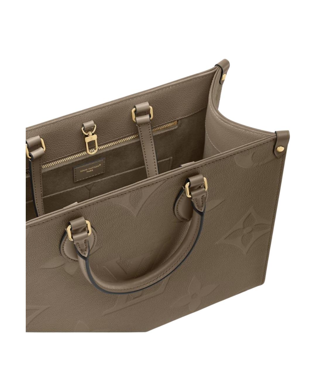 LOUIS VUITTON Хаки кожаная сумка тоут, фото 4