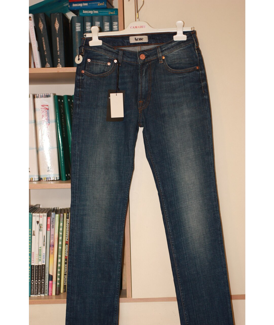 ACNE STUDIOS Синие хлопковые прямые джинсы, фото 8