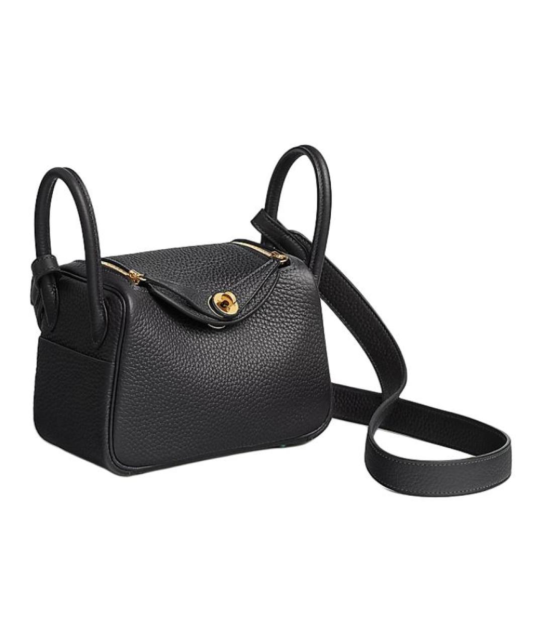 HERMES Черная кожаная сумка через плечо, фото 2