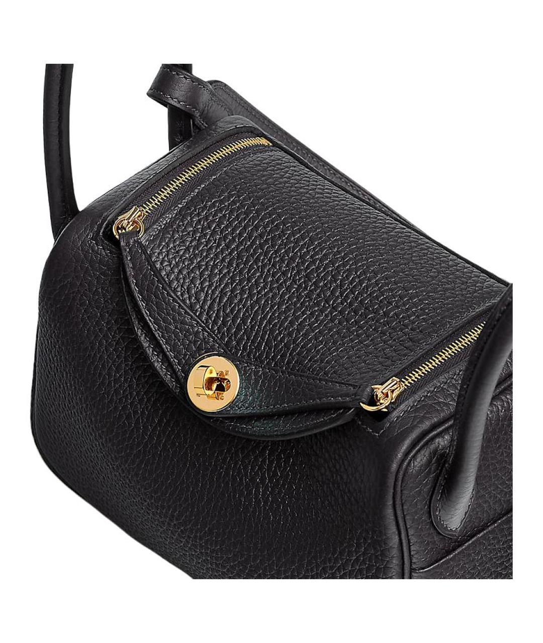 HERMES Черная кожаная сумка через плечо, фото 3