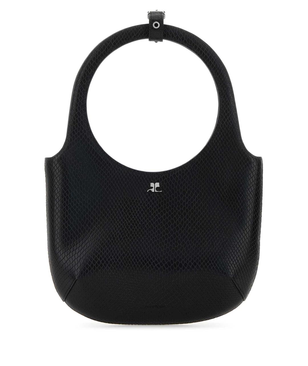 COURREGES Черная кожаная сумка с короткими ручками, фото 1