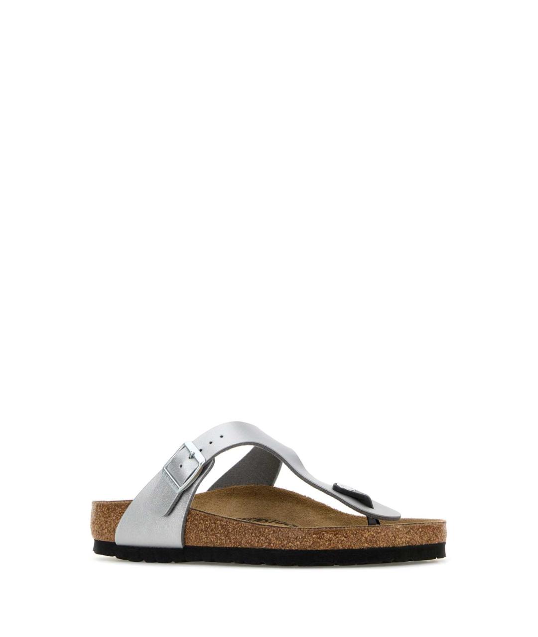 BIRKENSTOCK Серебряные кожаные мюли, фото 2