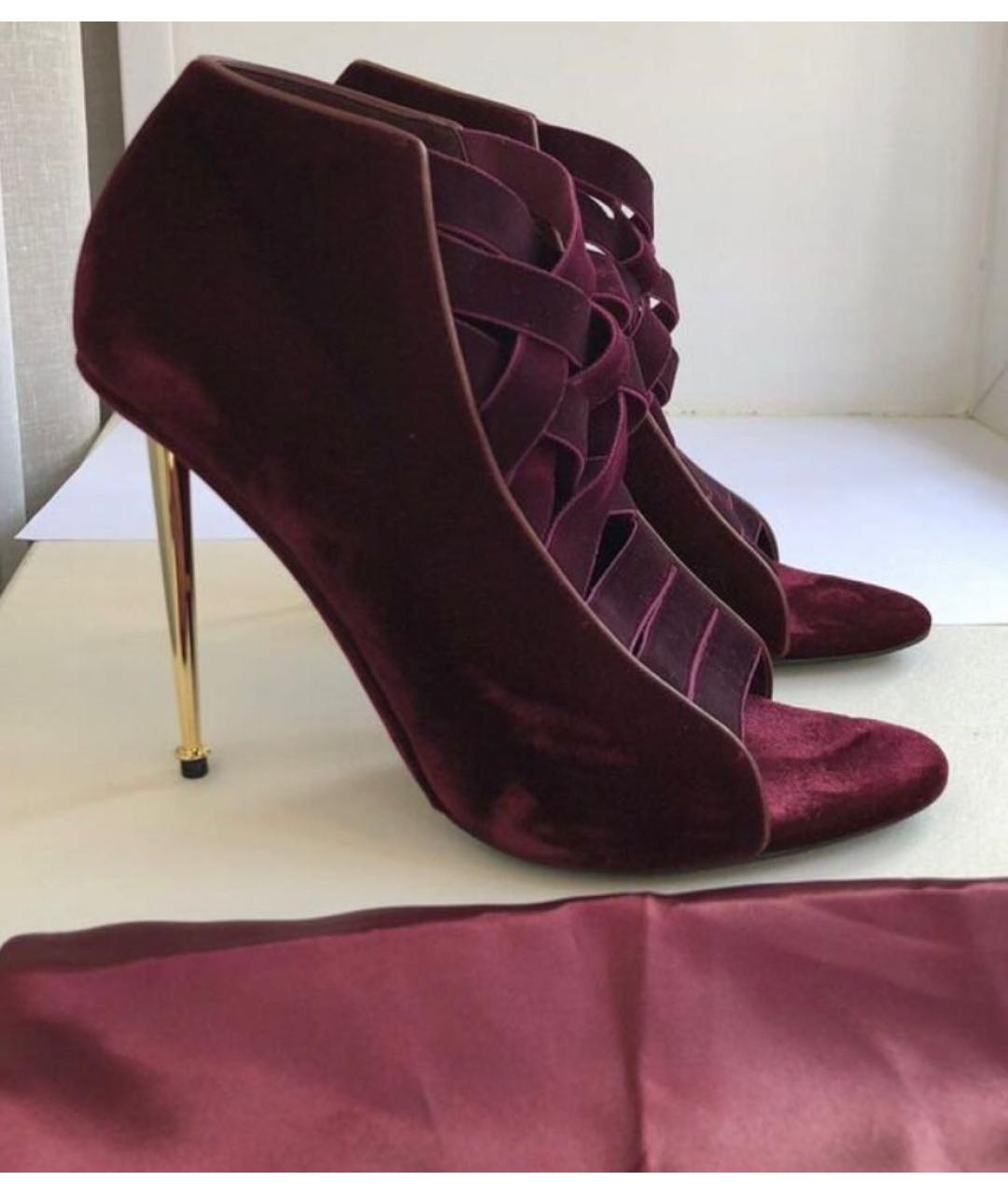 TOM FORD Бордовые текстильные ботильоны, фото 9