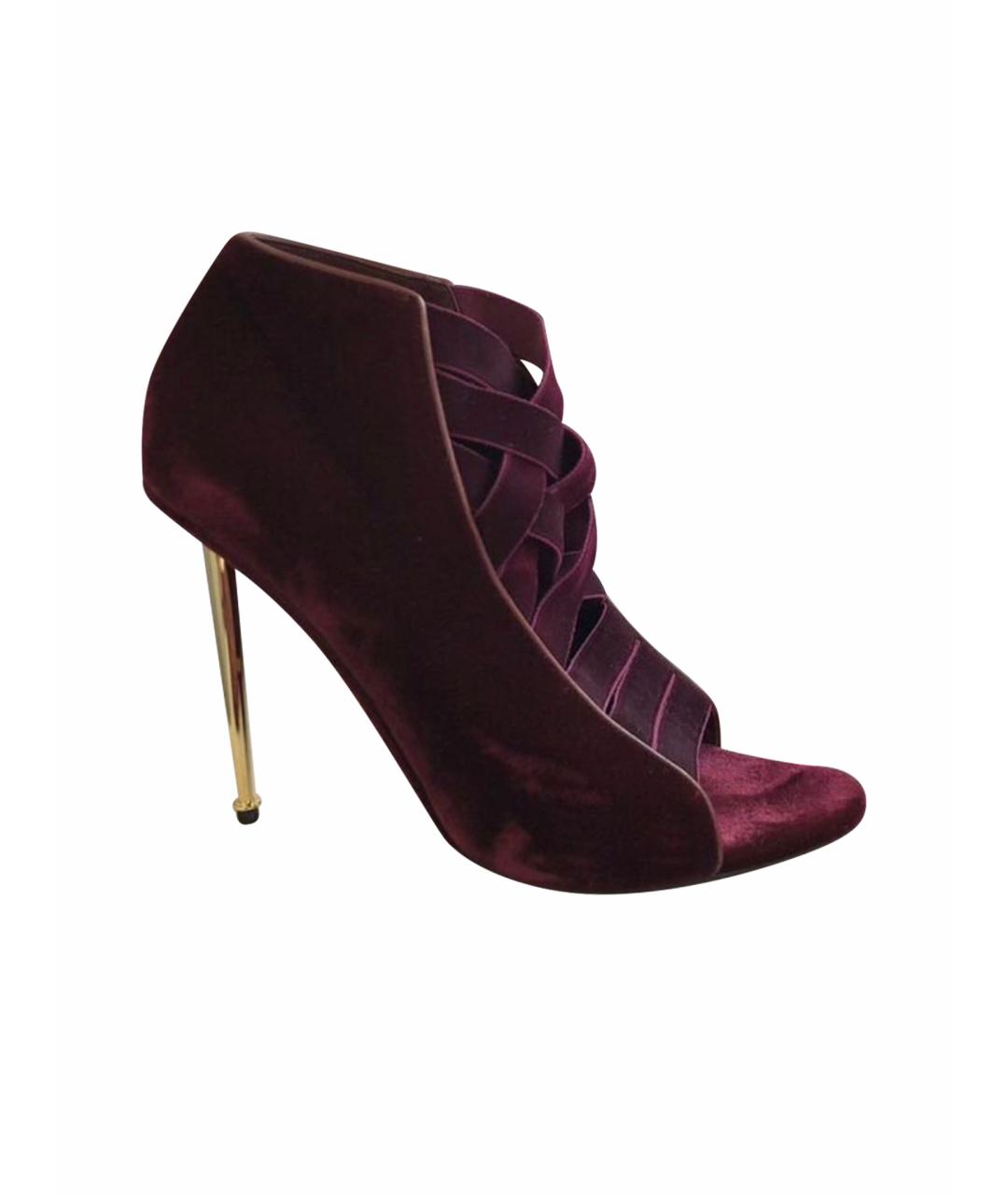 TOM FORD Бордовые текстильные ботильоны, фото 1