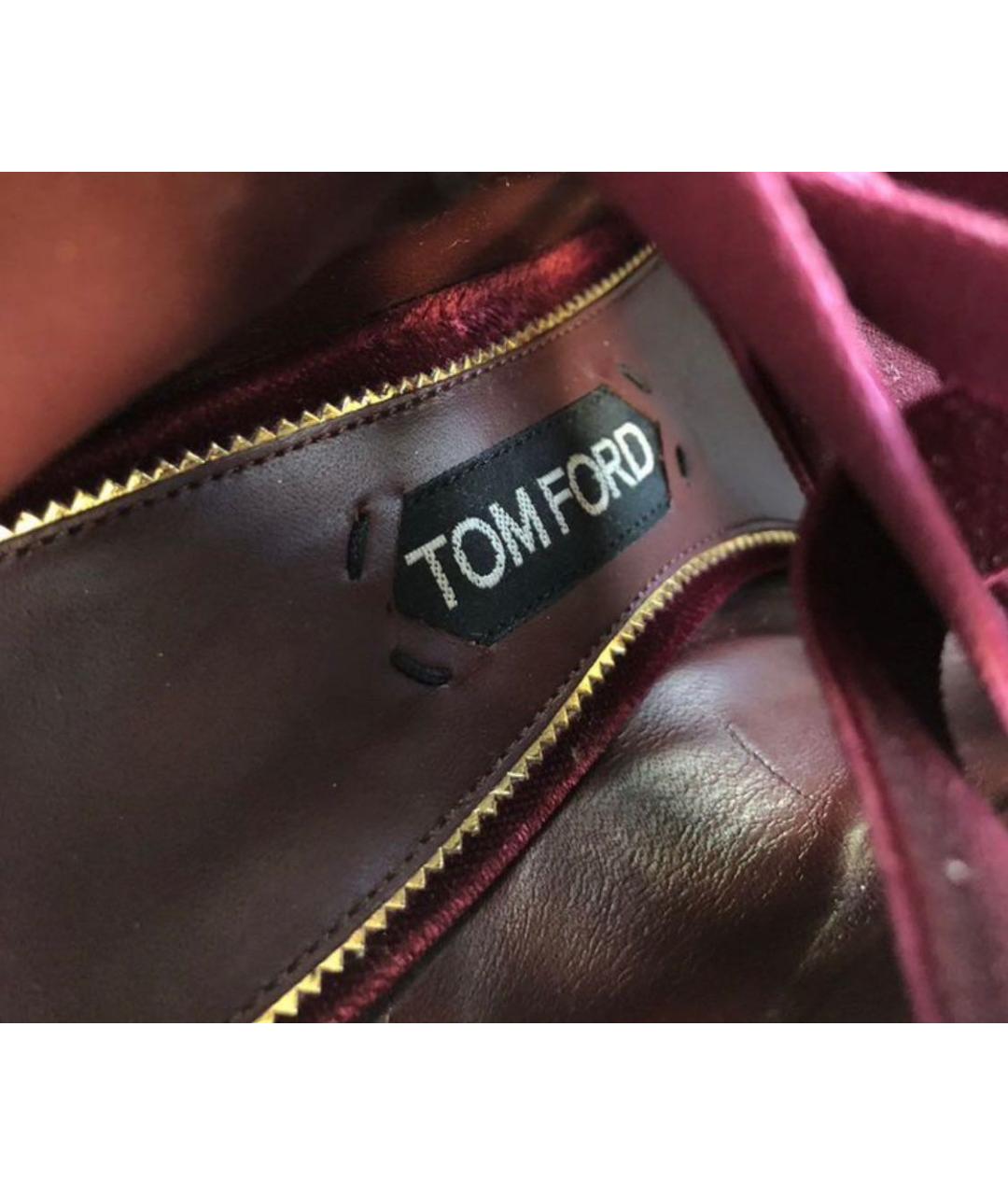 TOM FORD Бордовые текстильные ботильоны, фото 4