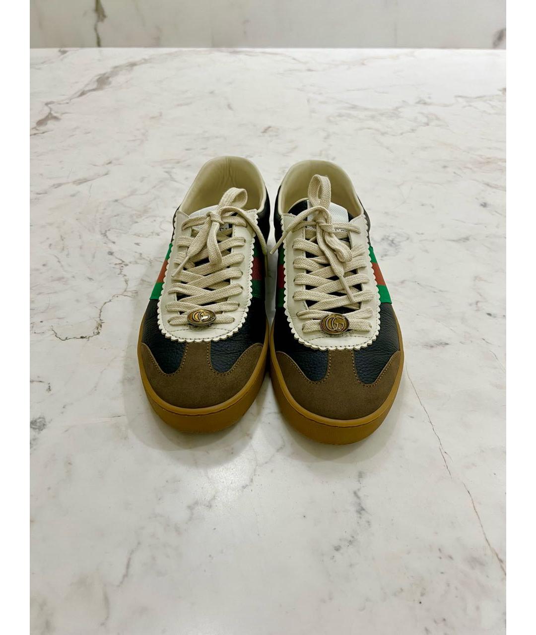 GUCCI Черные кожаные низкие кроссовки / кеды, фото 2