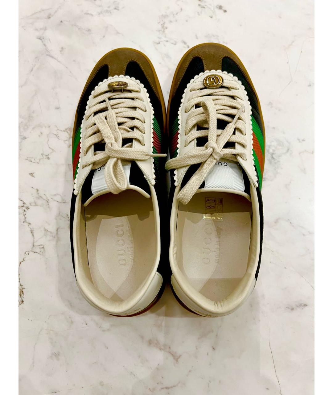 GUCCI Черные кожаные низкие кроссовки / кеды, фото 3