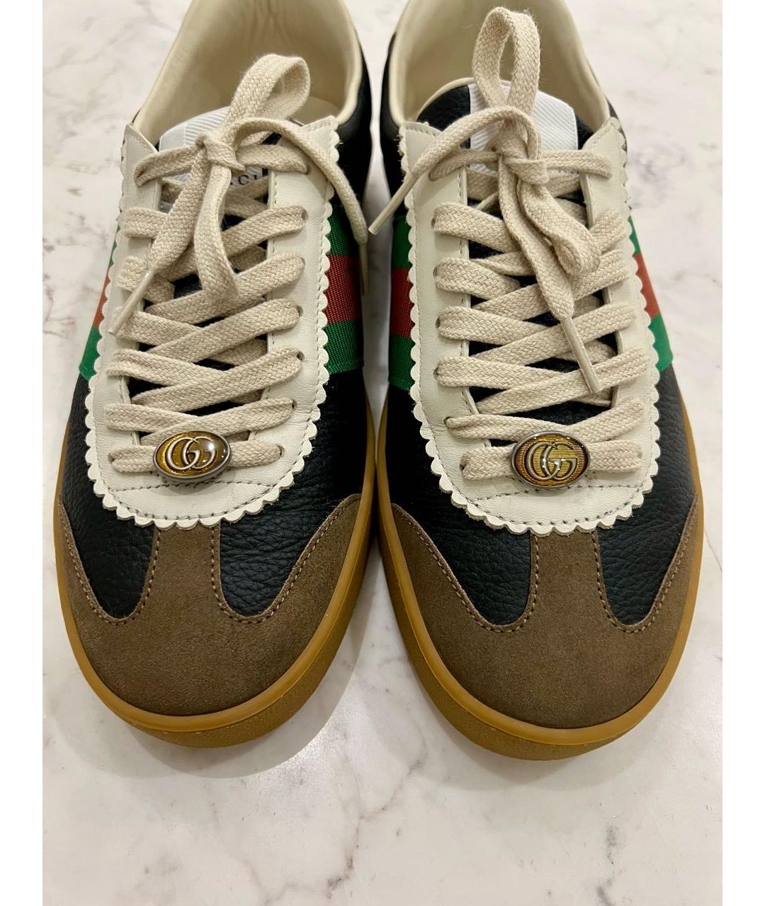 GUCCI Черные кожаные низкие кроссовки / кеды, фото 7