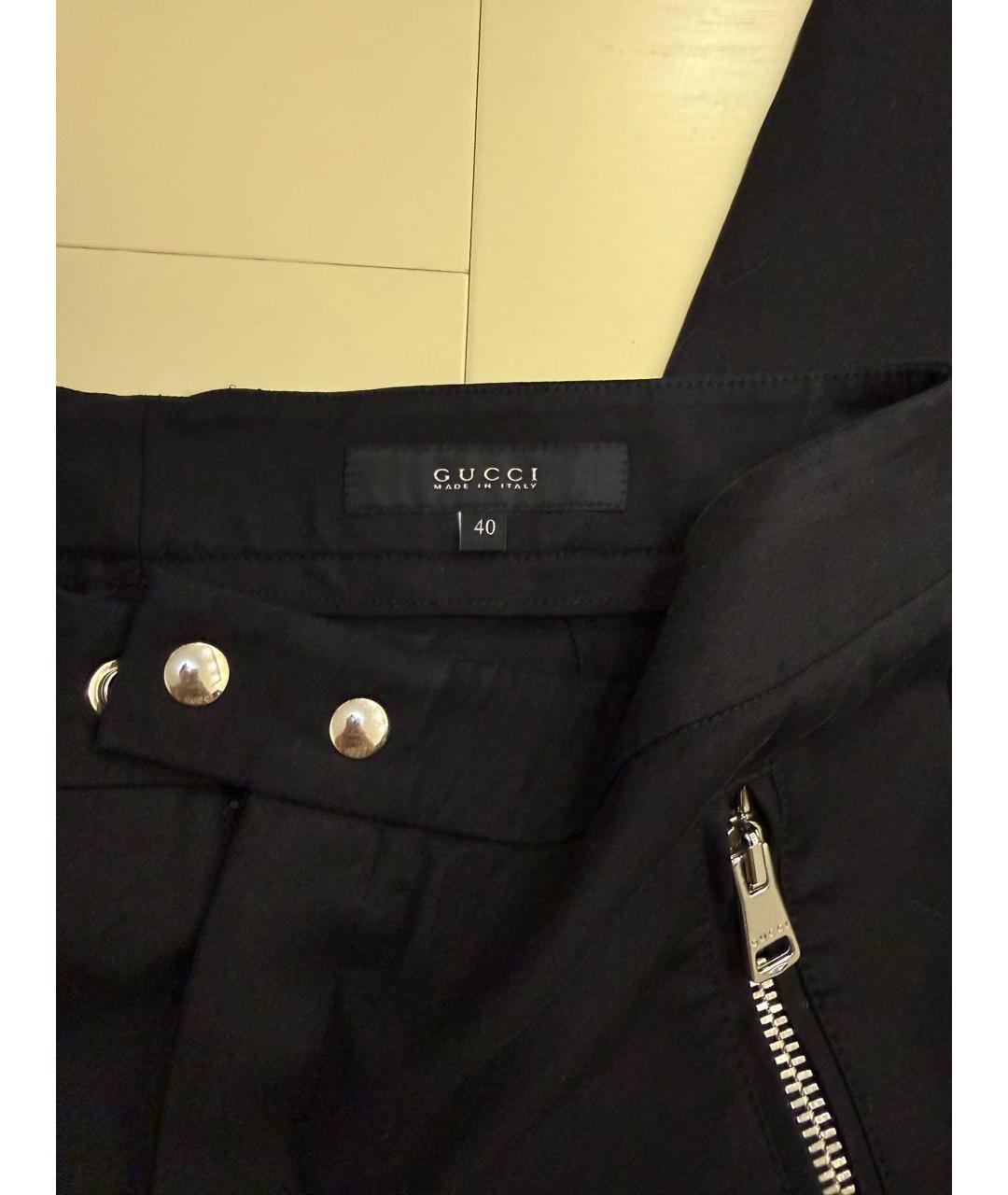 GUCCI Черные хлопко-эластановые брюки узкие, фото 3