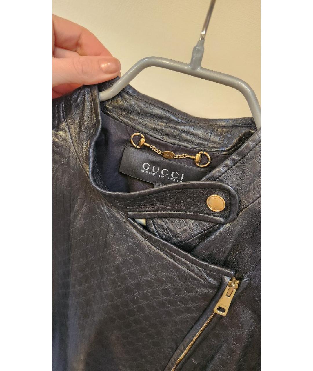 GUCCI Черная кожаная куртка, фото 3