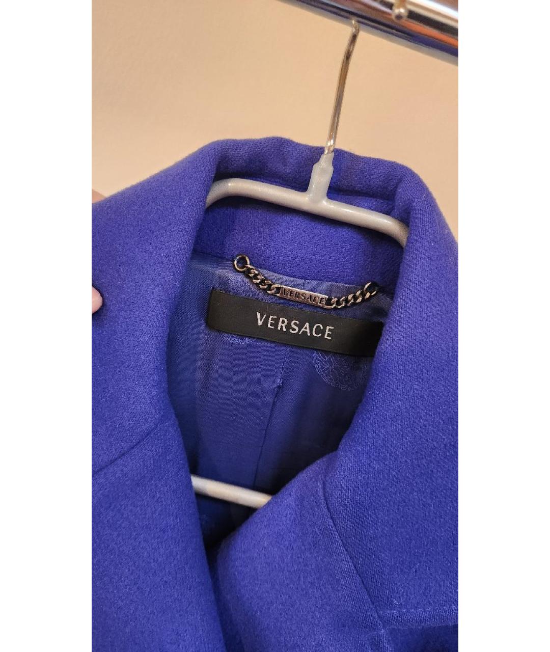 VERSACE Синее шерстяное пальто, фото 3