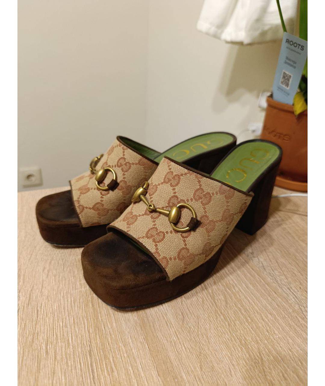 GUCCI Коричневые мюли, фото 5