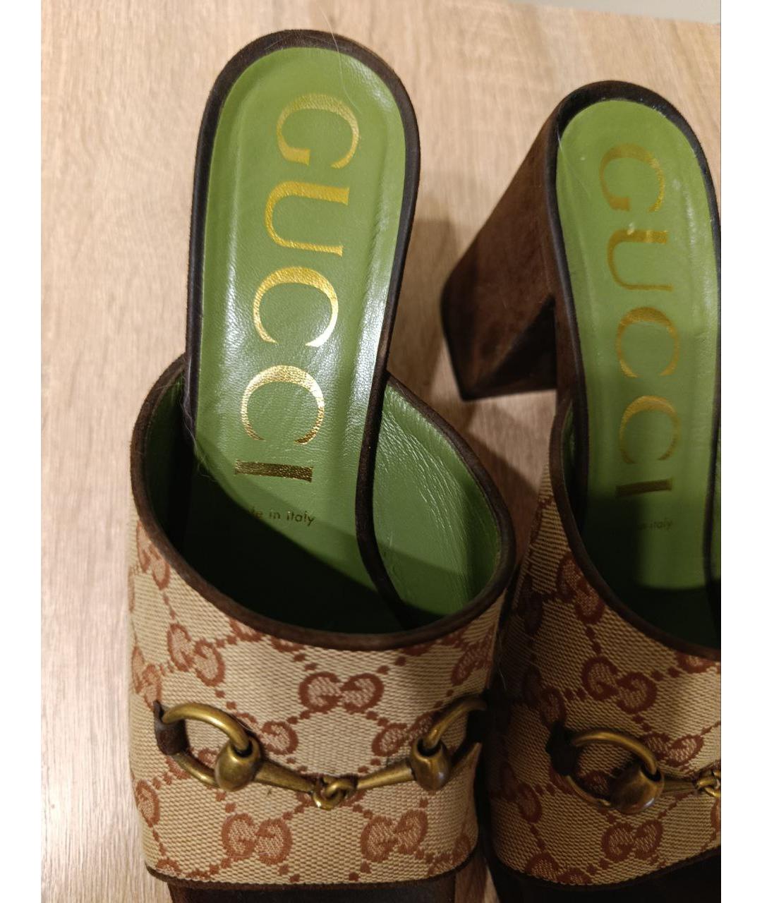 GUCCI Коричневые мюли, фото 2