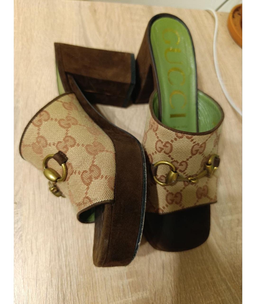 GUCCI Коричневые мюли, фото 4