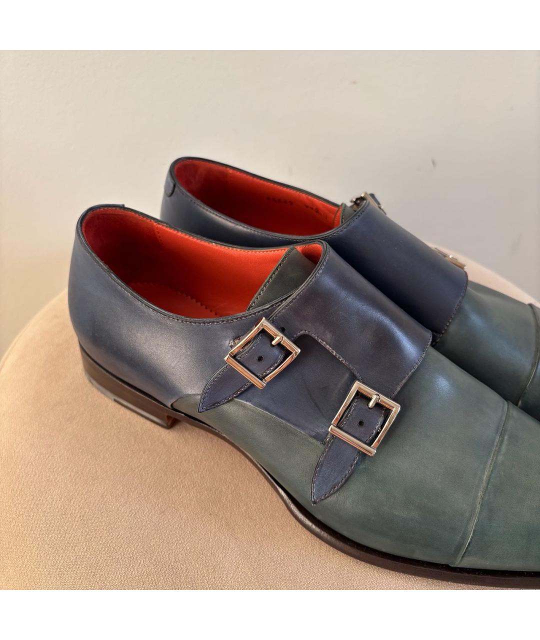 SANTONI Зеленые кожаные брогги и оксфорды, фото 6