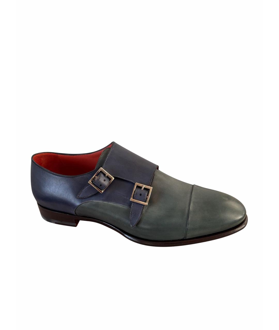 SANTONI Зеленые кожаные брогги и оксфорды, фото 1